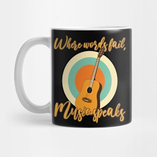 Funny Retro Acoustic Guitar Graphic Design and Guitarist Mug